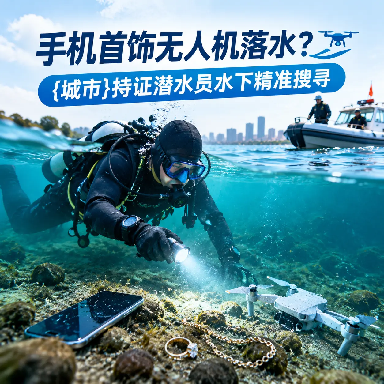 手机首饰无人机落水?双牌持证潜水员水下精准搜寻